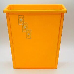 Vintage 60s STERILITE Yellow Plastic Trash Can: Triple Silver Starburst - MCM